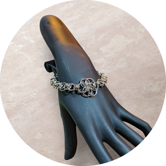 Handmade Stainless Steel Helm Pattern Bracelet (#2)