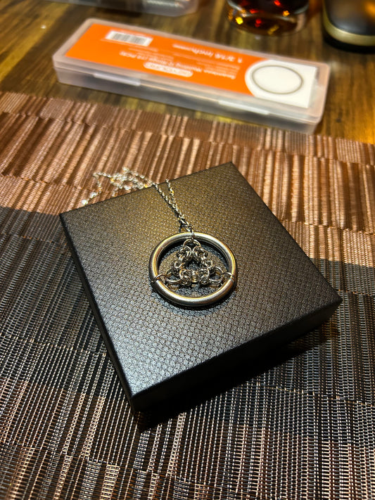 Elegant Pendant Bezanthine Style. Triangle. Handmade. Stainless Steel. Silver Plated