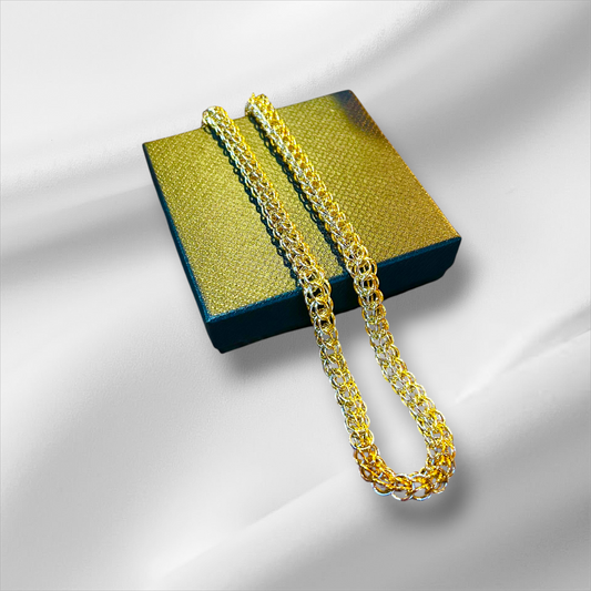 Handmade Elegant Persian Pattern Chain Combined Silver and Gold Plating.
