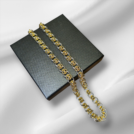 Handmade Helm Pattern Combined Silver And Gold Plated Stainless Steel Chain