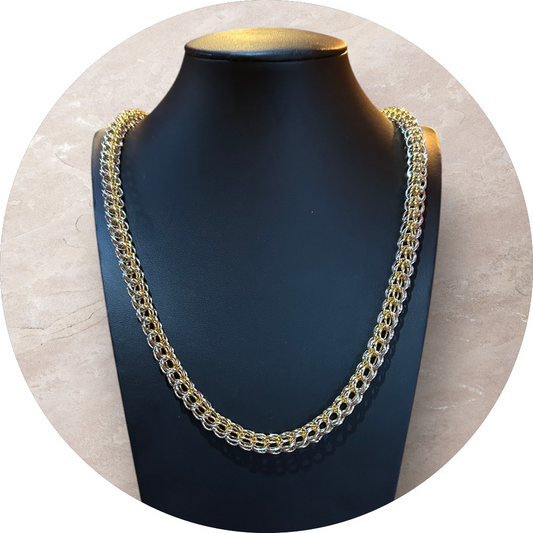 Handmade Elegant Persian Pattern Chain Combined Silver and Gold Plating.