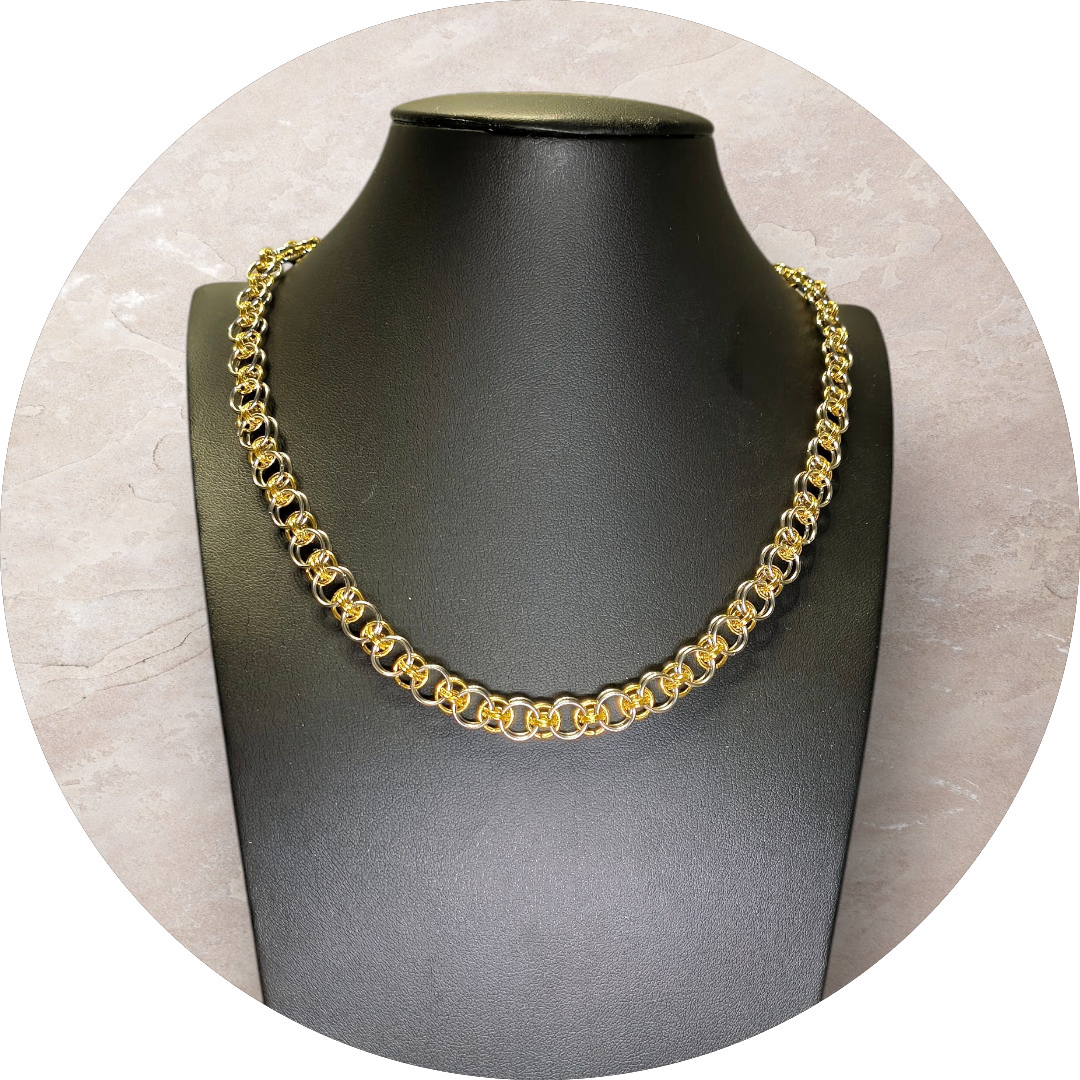 Handmade Helm Pattern Combined Silver And Gold Plated Stainless Steel Chain