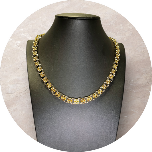 Handmade Helm Pattern Combined Silver And Gold Plated Stainless Steel Chain